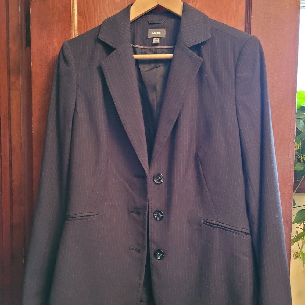 MEXX Women Navy Blazer Pinstripe Navy Size 8